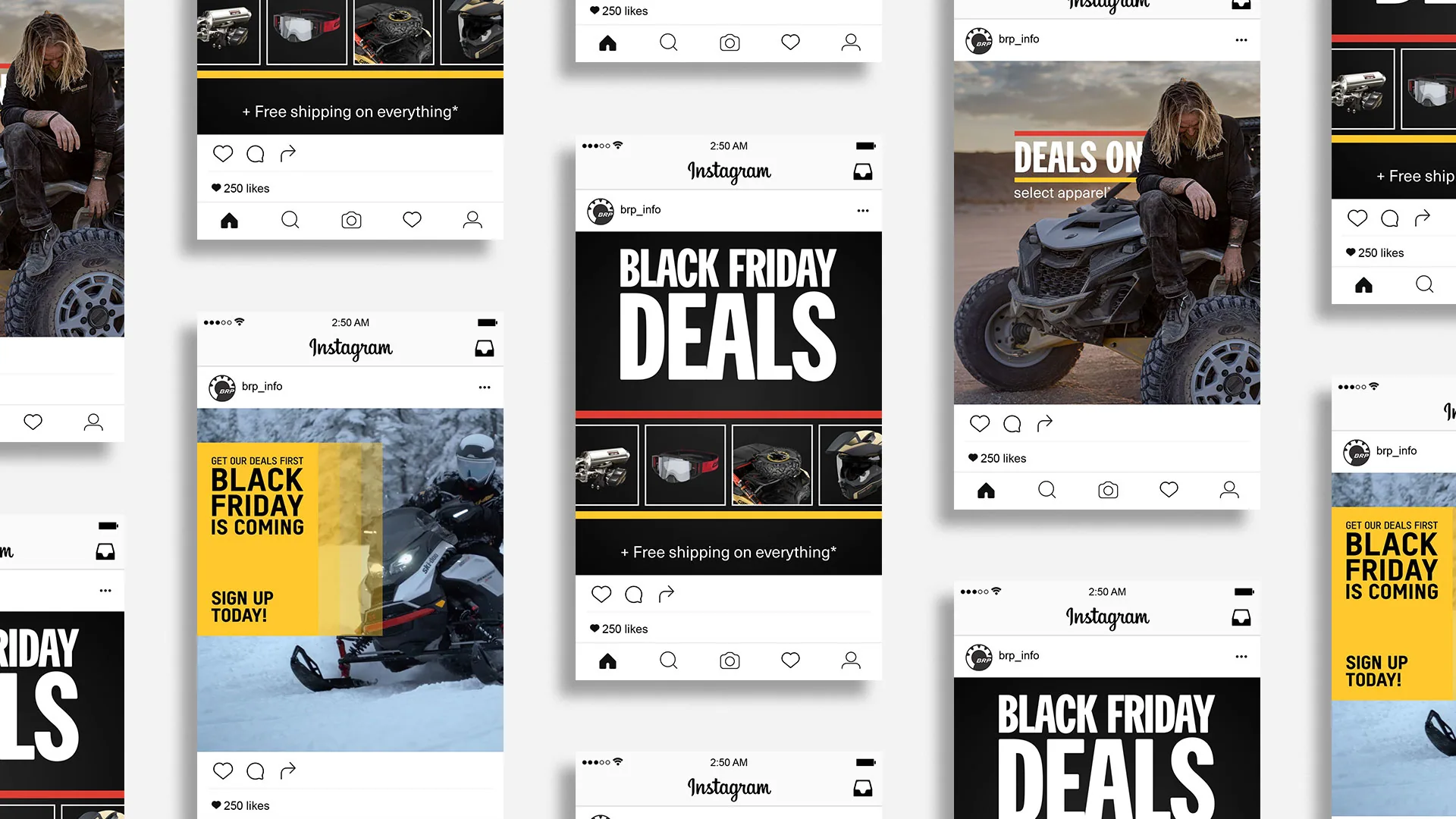 BRP Black Friday Instagram posts laid out in a feed