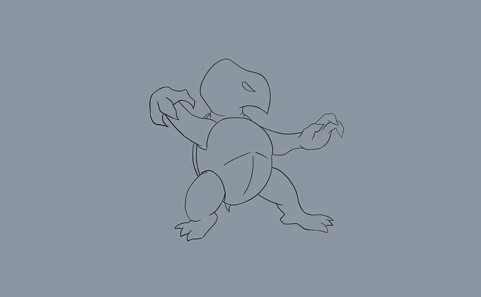 Line drawing of the turtle character