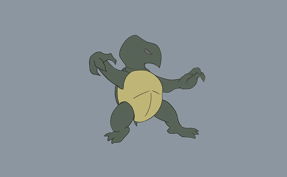 The turtle character in flat colours