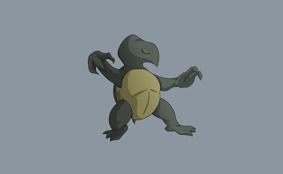 The turtle character with soft shading