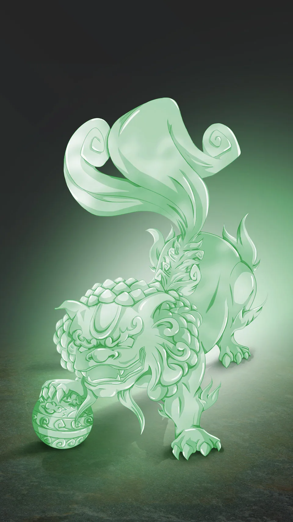 Jade green version of the guardian lion
