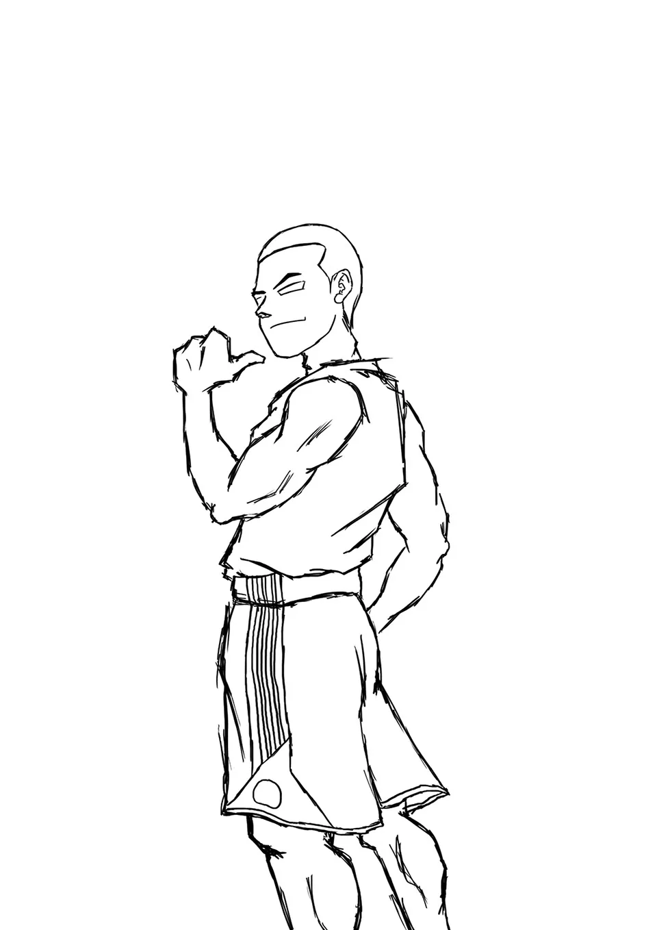 Line drawing of the self-portrait